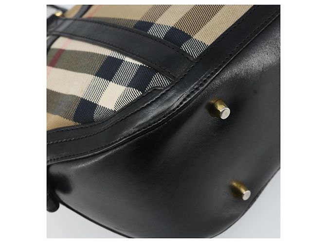 BURBERRY Nova Check Handtasche aus Canvas Beige Gold Auth 172387 - Ansicht 17