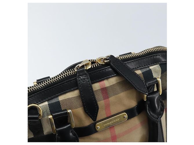 BURBERRY Nova Check Handtasche aus Canvas Beige Gold Auth 172387 - Ansicht 19
