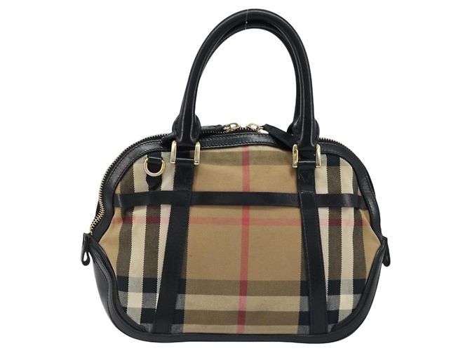 BURBERRY Nova Check Handtasche aus Canvas Beige Gold Auth 172387 - Ansicht 2