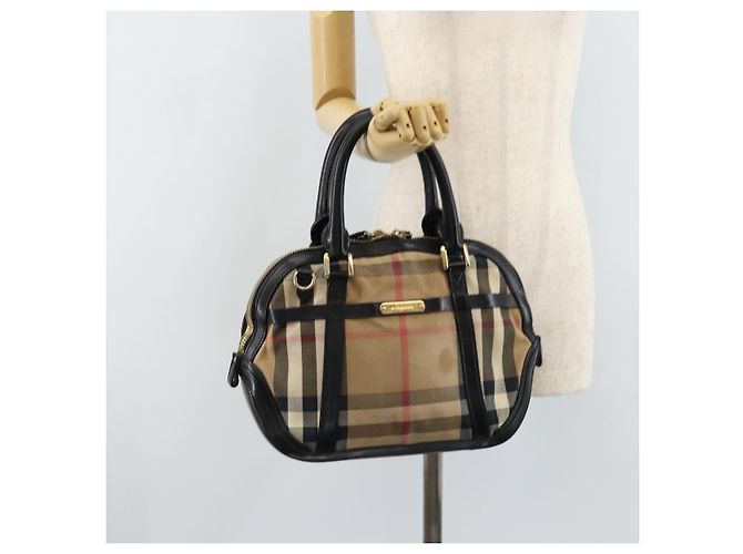 BURBERRY Nova Check Handtasche aus Canvas Beige Gold Auth 172387 - Ansicht 24