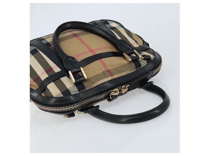 BURBERRY Nova Check Handtasche aus Canvas Beige Gold Auth 172387 - Ansicht 6
