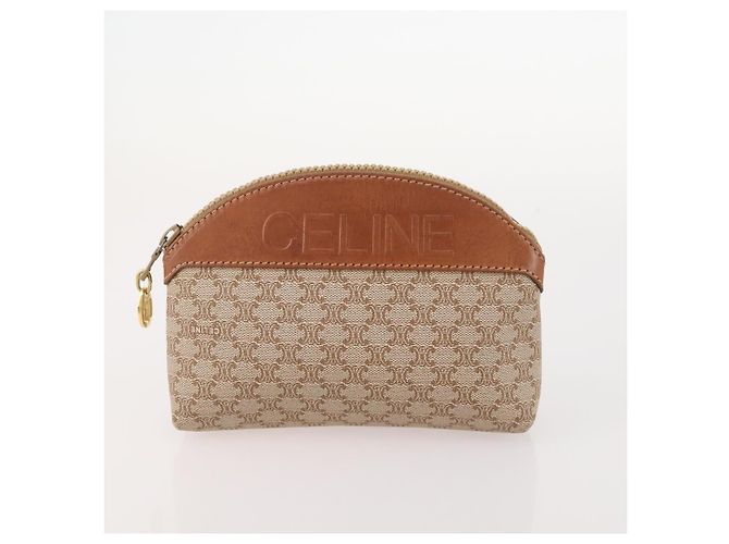 Céline Pochette Celine Macadam in tela C Macadam PVC 3 pezzi Beige Marrone Auth fm5234 - vista 14