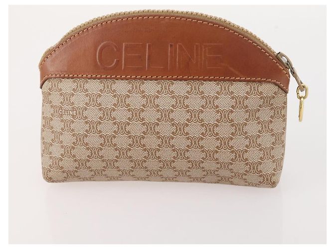 Céline Pochette Celine Macadam in tela C Macadam PVC 3 pezzi Beige Marrone Auth fm5234 - vista 15