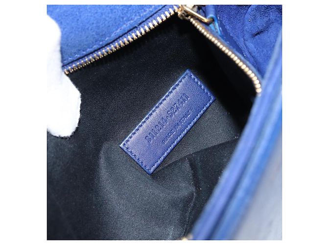 Sac à bandoulière Y Line en cuir bleu et or SAINT LAURENT 311214 Auth 172514V Doré - vue 11