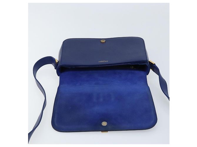 Sac à bandoulière Y Line en cuir bleu et or SAINT LAURENT 311214 Auth 172514V Doré - vue 20