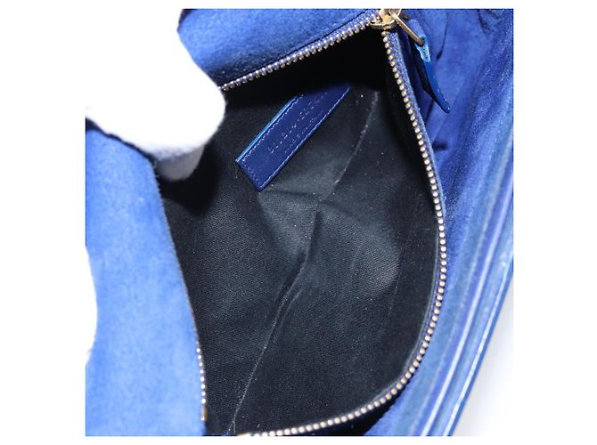 Sac à bandoulière Y Line en cuir bleu et or SAINT LAURENT 311214 Auth 172514V Doré - vue 25
