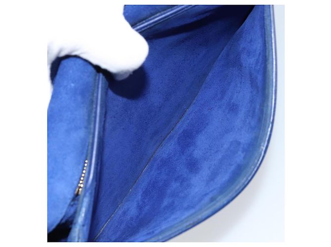 Sac à bandoulière Y Line en cuir bleu et or SAINT LAURENT 311214 Auth 172514V Doré - vue 26