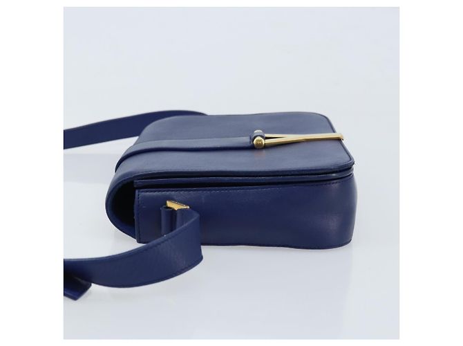 Sac à bandoulière Y Line en cuir bleu et or SAINT LAURENT 311214 Auth 172514V Doré - vue 4
