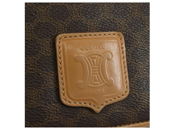 Céline Borsa a spalla in tela Macadam CELINE in pelle PVC marrone oro Auth am10907V D'oro - vista 18