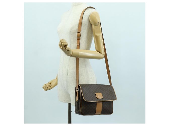 Céline Borsa a spalla in tela Macadam CELINE in pelle PVC marrone oro Auth am10907V D'oro - vista 23