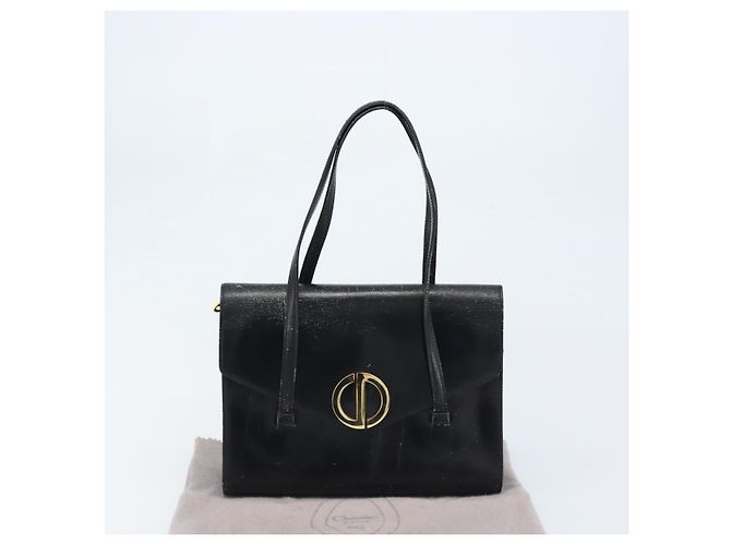 Borsa a mano Christian Dior in pelle nera e oro Auth bs33762 Nero D'oro - vista 12