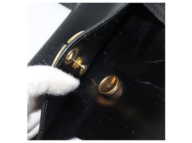 Borsa a mano Christian Dior in pelle nera e oro Auth bs33762 Nero D'oro - vista 9