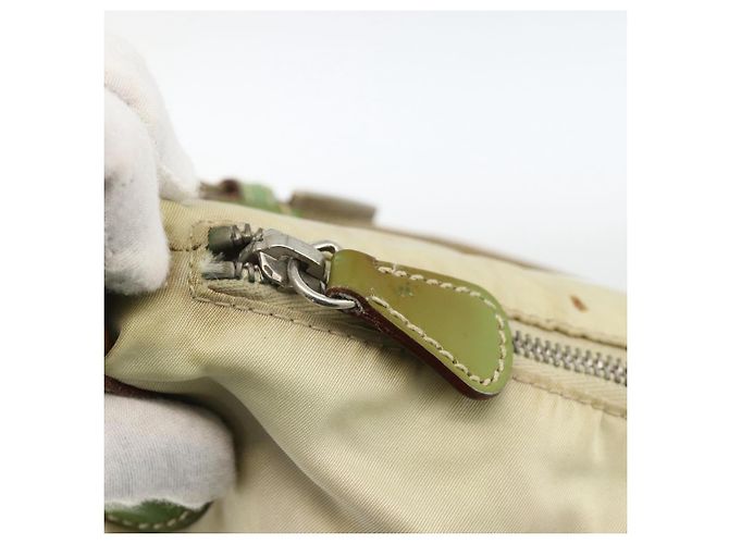 Borsa a Spalla PRADA Nylon Beige Verde Argento Autentica 173997 - vista 10