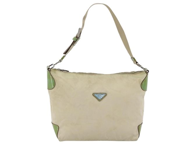 Borsa a Spalla PRADA Nylon Beige Verde Argento Autentica 173997 - vista 13