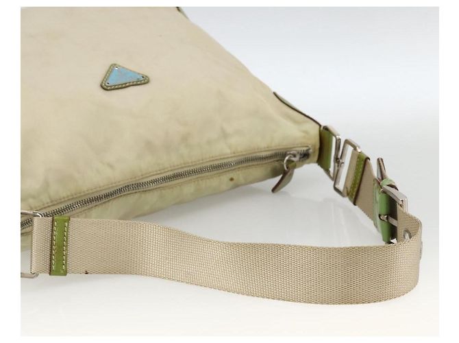 Borsa a Spalla PRADA Nylon Beige Verde Argento Autentica 173997 - vista 7