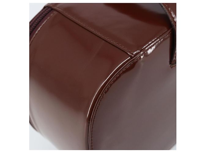 Borsa a mano GUCCI in pelle verniciata marrone argento Auth ep13600 - vista 18