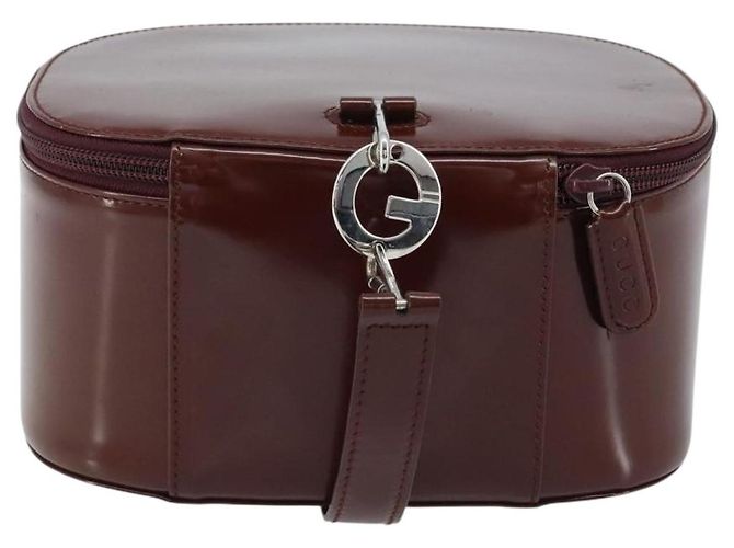 Borsa a mano GUCCI in pelle verniciata marrone argento Auth ep13600 - vista 2