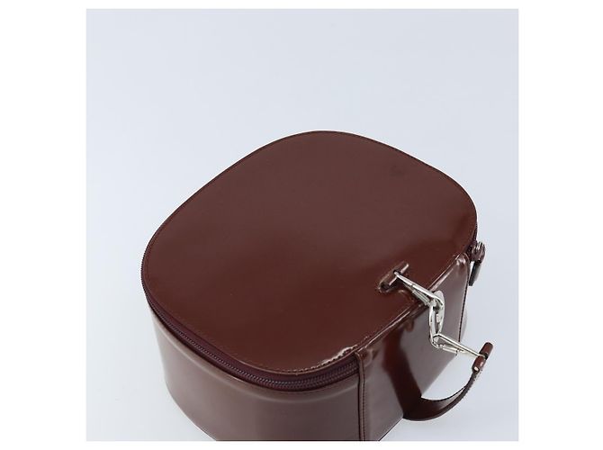 Borsa a mano GUCCI in pelle verniciata marrone argento Auth ep13600 - vista 6