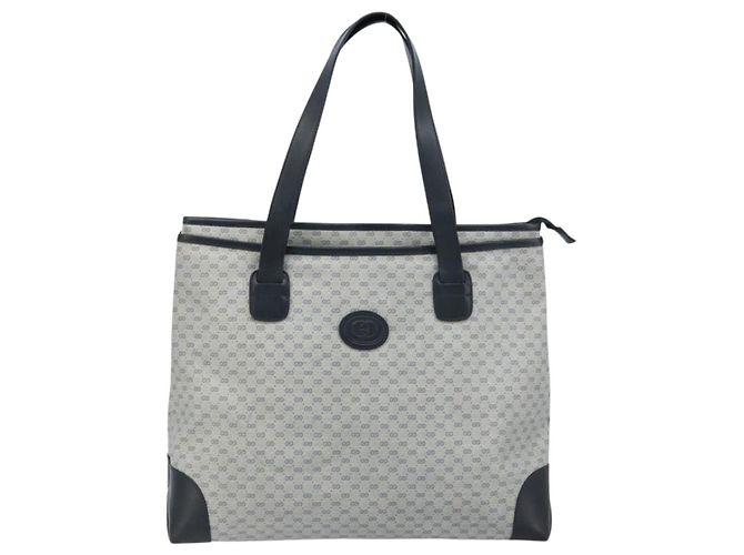 Gucci Borsa tote Micro GG Supreme in PVC Navy Gold Auth ki6466 D'oro Blu navy - vista 13