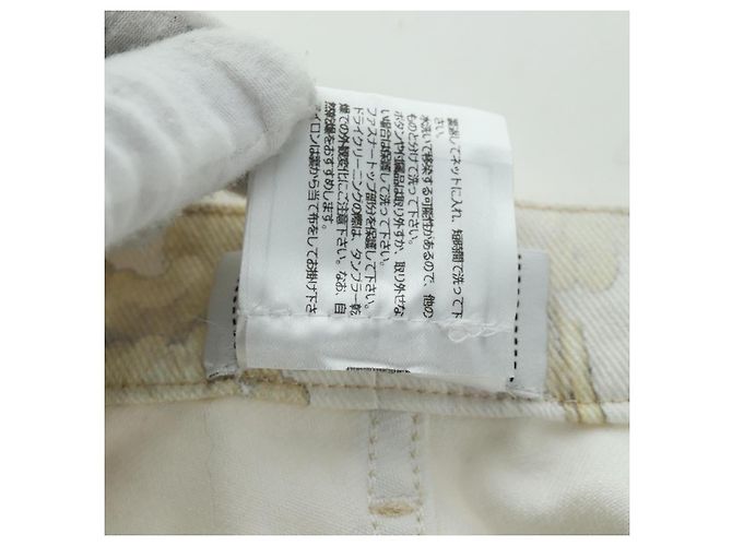 Pantalones de denim botánico CHANEL de algodón blanco CC Auth 158566M - vista 12