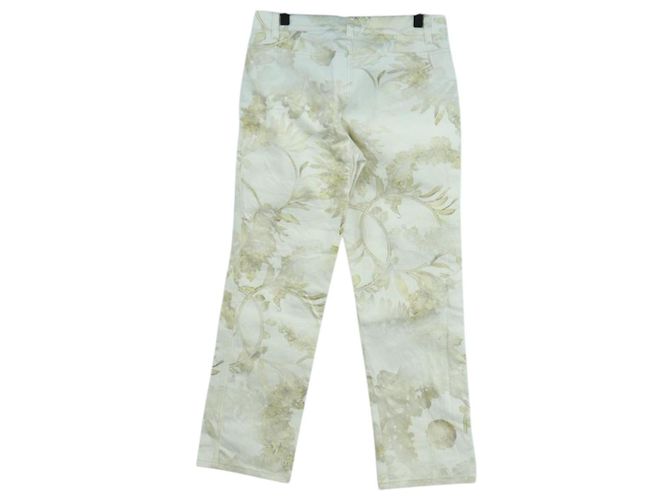 Pantalones de denim botánico CHANEL de algodón blanco CC Auth 158566M - vista 2