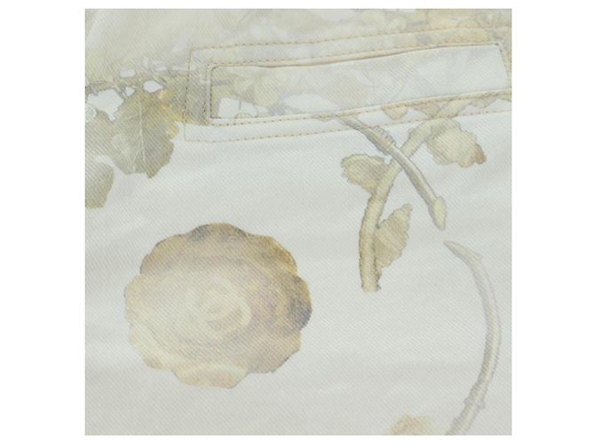 Pantalones de denim botánico CHANEL de algodón blanco CC Auth 158566M - vista 6