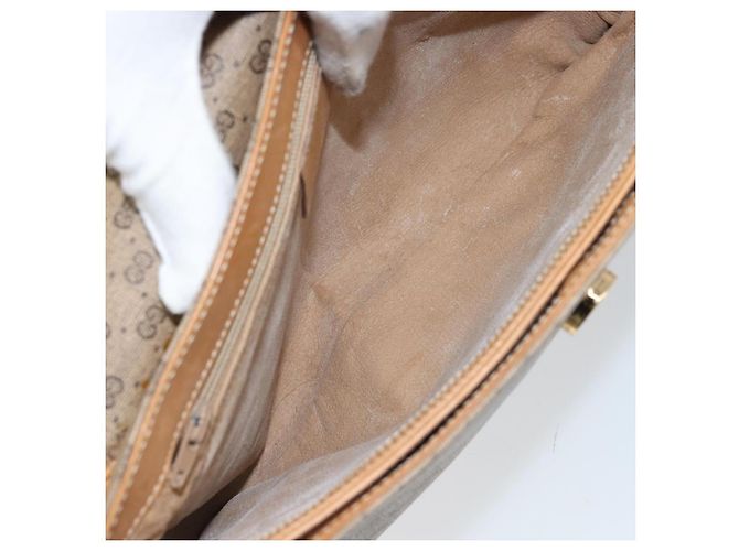Gucci Borsa a spalla Micro GG Supreme in PVC Beige Oro Auth 173871 D'oro - vista 11
