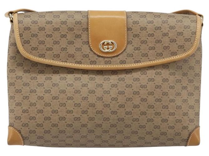 Gucci Borsa a spalla Micro GG Supreme in PVC Beige Oro Auth 173871 D'oro - vista 13