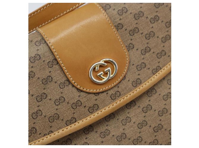 Gucci Borsa a spalla Micro GG Supreme in PVC Beige Oro Auth 173871 D'oro - vista 17