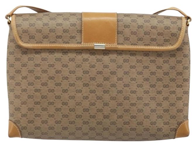 Gucci Borsa a spalla Micro GG Supreme in PVC Beige Oro Auth 173871 D'oro - vista 2