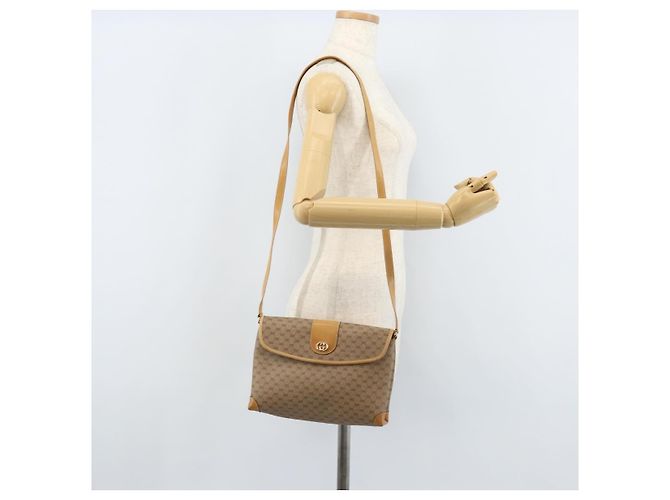 Gucci Borsa a spalla Micro GG Supreme in PVC Beige Oro Auth 173871 D'oro - vista 24