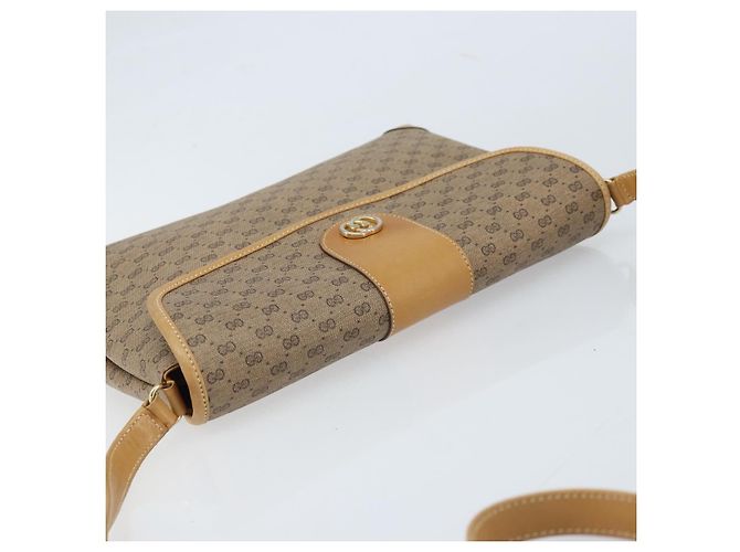 Gucci Borsa a spalla Micro GG Supreme in PVC Beige Oro Auth 173871 D'oro - vista 6