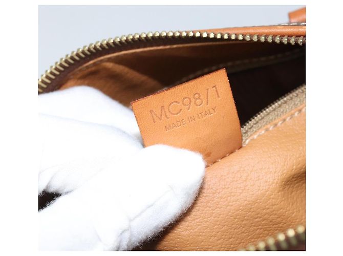 Céline Borsa Boston in tela Macadam CELINE in pelle PVC marrone e oro Auth ki6547 D'oro - vista 12
