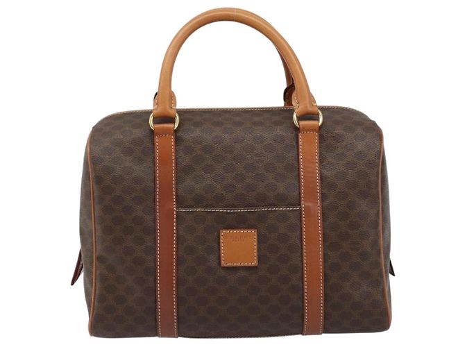 Céline Borsa Boston in tela Macadam CELINE in pelle PVC marrone e oro Auth ki6547 D'oro - vista 13