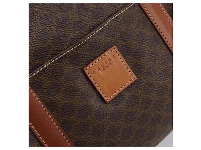 Céline Borsa Boston in tela Macadam CELINE in pelle PVC marrone e oro Auth ki6547 D'oro - vista 18