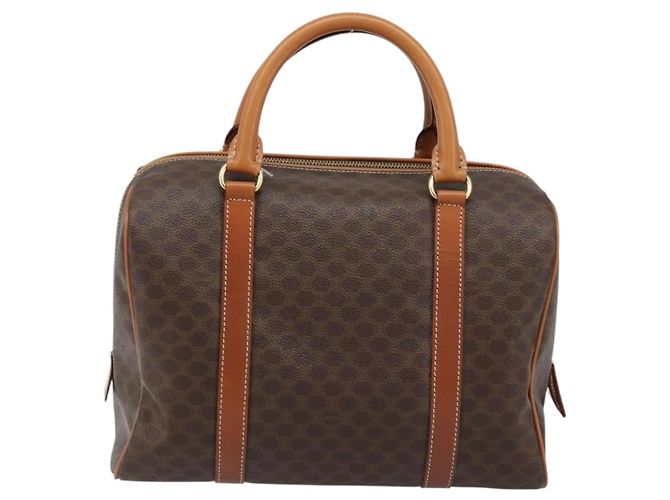 Céline Borsa Boston in tela Macadam CELINE in pelle PVC marrone e oro Auth ki6547 D'oro - vista 2