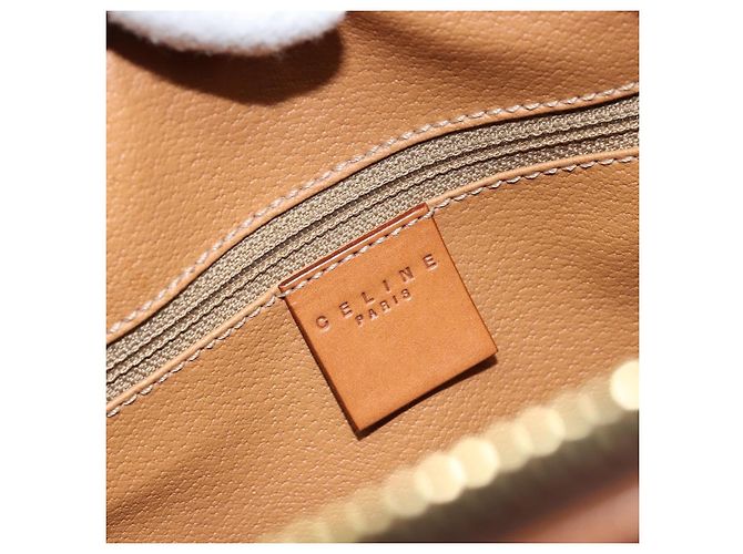 Céline Borsa Boston in tela Macadam CELINE in pelle PVC marrone e oro Auth ki6547 D'oro - vista 20