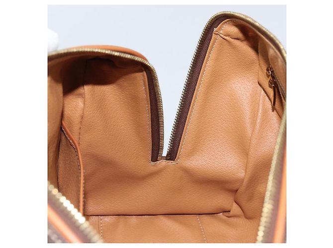 Céline Borsa Boston in tela Macadam CELINE in pelle PVC marrone e oro Auth ki6547 D'oro - vista 22