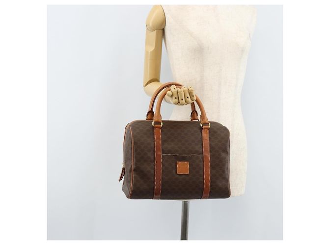 Céline Borsa Boston in tela Macadam CELINE in pelle PVC marrone e oro Auth ki6547 D'oro - vista 25