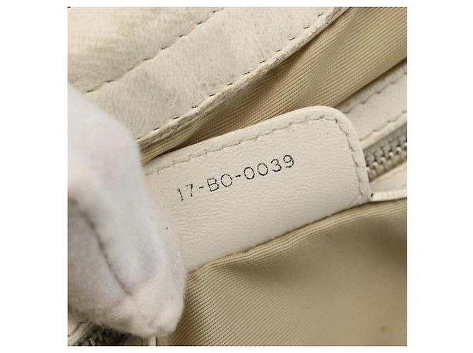 Borsa a spalla Canage Chain Christian Dior in pelle di agnello bianca e argento Auth 169703 Bianco - vista 12