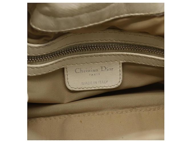 Borsa a spalla Canage Chain Christian Dior in pelle di agnello bianca e argento Auth 169703 Bianco - vista 18