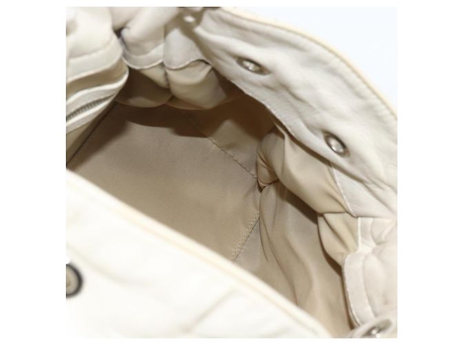 Borsa a spalla Canage Chain Christian Dior in pelle di agnello bianca e argento Auth 169703 Bianco - vista 19