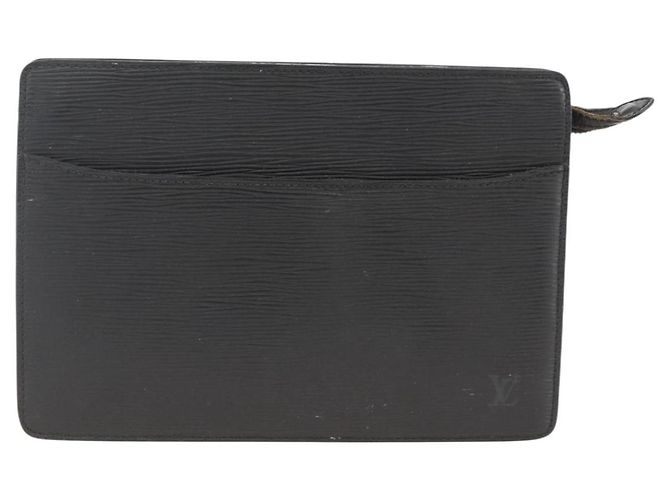 LOUIS VUITTON Pochette Uomo Epi Borsa a Mano Nera M52522 LV Auth 174083 Nero - vista 13