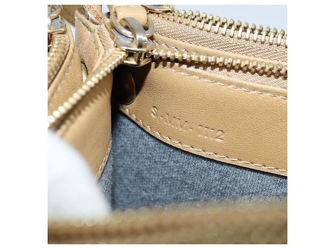 Céline Borsa a Spalla CELINE Trio in Pelle Beige Oro Auth BA10653 D'oro - vista 12