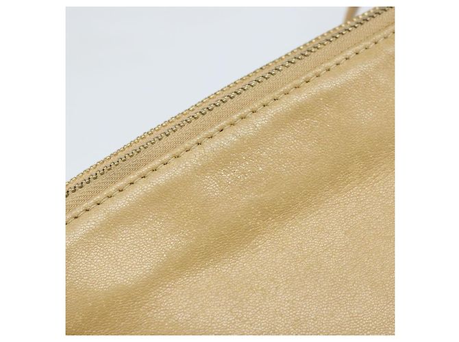 Céline Borsa a Spalla CELINE Trio in Pelle Beige Oro Auth BA10653 D'oro - vista 17