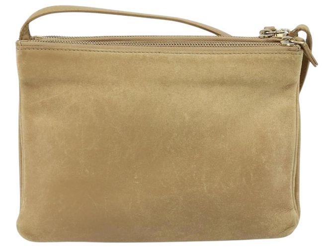 Céline Borsa a Spalla CELINE Trio in Pelle Beige Oro Auth BA10653 D'oro - vista 2