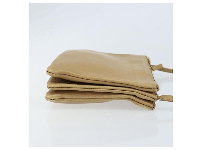 Céline Borsa a Spalla CELINE Trio in Pelle Beige Oro Auth BA10653 D'oro - vista 3