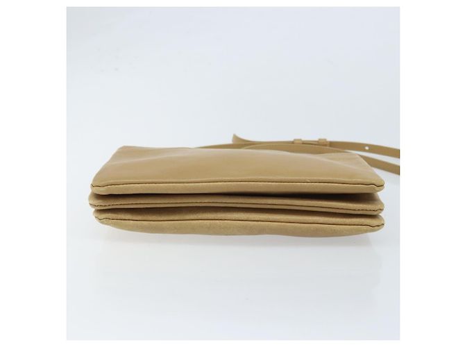 Céline Borsa a Spalla CELINE Trio in Pelle Beige Oro Auth BA10653 D'oro - vista 5