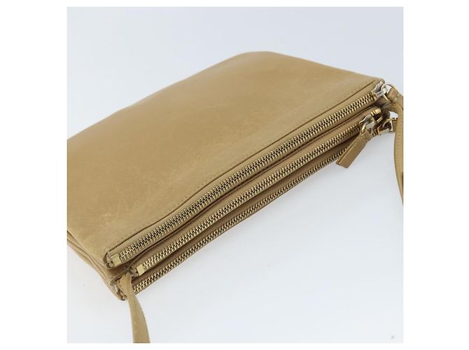 Céline Borsa a Spalla CELINE Trio in Pelle Beige Oro Auth BA10653 D'oro - vista 6