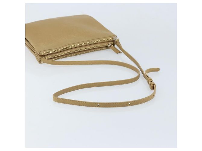 Céline Borsa a Spalla CELINE Trio in Pelle Beige Oro Auth BA10653 D'oro - vista 7